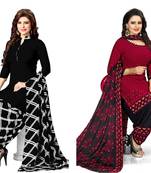 Combo Of 2 Printed Synthetic Unstitched Salwar With Dupatta