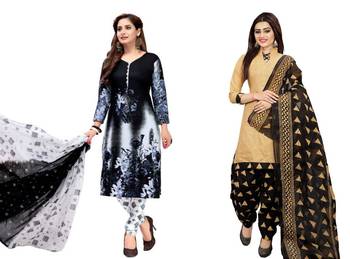Combo Of 2 Printed Synthetic Unstitched Salwar With Dupatta 1
