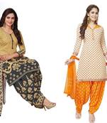 Combo Of 2 Printed Synthetic Unstitched Salwar With Dupatta