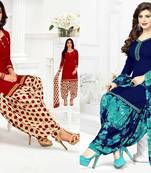 Combo Of 2 Printed Synthetic Unstitched Salwar With Dupatta