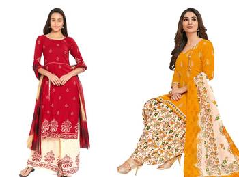 Combo Of 2 Printed Synthetic Unstitched Salwar With Dupatta 1