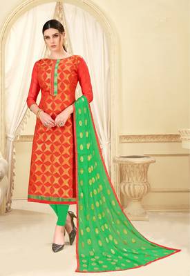 Peach printed banarasi silk salwar 1