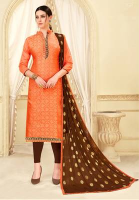 Orange printed banarasi silk salwar 1