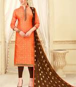 Orange printed banarasi silk salwar