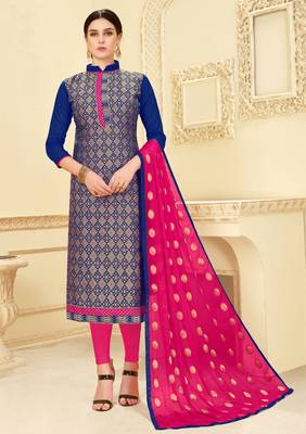 Blue printed banarasi silk salwar 1