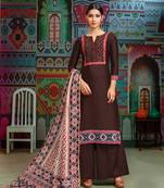 Brown printed cotton salwar