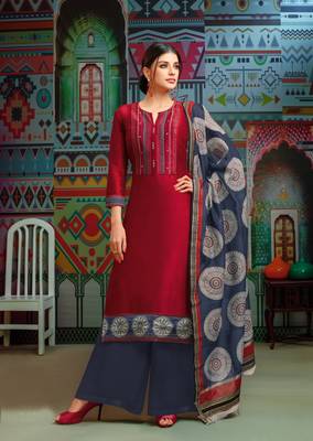 Red printed cotton salwar 1