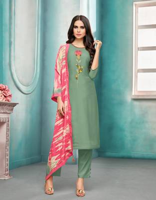 Green printed silk salwar 1