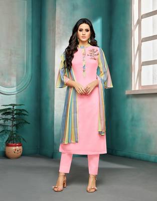 Light-pink printed silk salwar 1