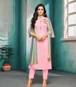 Light-pink printed silk salwar