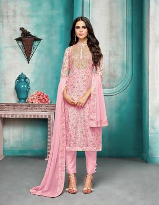 Light-pink printed silk salwar 1