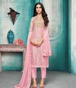 Light-pink printed silk salwar