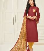 Red printed cotton salwar
