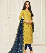 Yellow printed cotton salwar