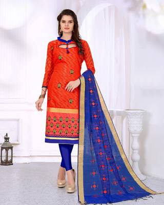 Orange printed cotton salwar 1