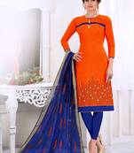 Orange printed cotton salwar