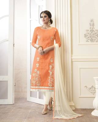 Peach printed cotton salwar 1