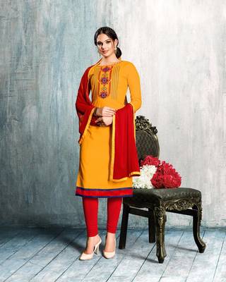 Orange printed cotton salwar 1