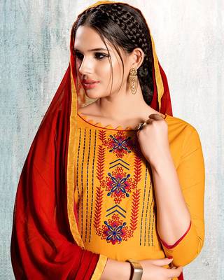 Orange printed cotton salwar 2