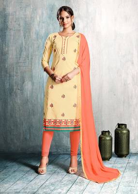 Beige printed cotton salwar 1