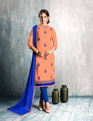 Peach printed cotton salwar 1