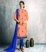 Peach printed cotton salwar