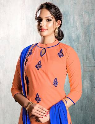 Peach printed cotton salwar 2