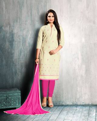 Beige printed cotton salwar 1