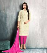 Beige printed cotton salwar