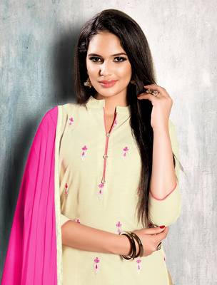 Beige printed cotton salwar 2