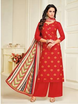 Red printed silk salwar 1