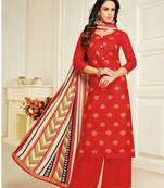 Red printed silk salwar