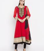 Red printed georgette salwar