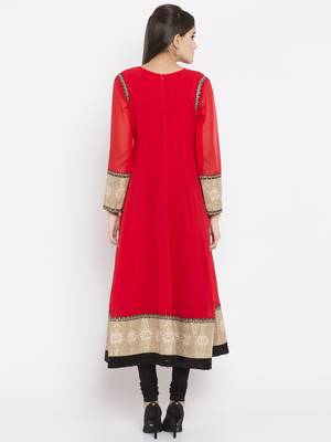 Red printed georgette salwar 2