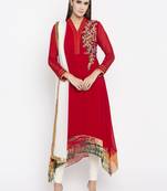 Red printed georgette salwar