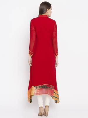Red printed georgette salwar 2