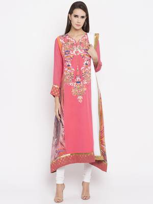 Pink printed georgette salwar 1