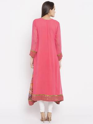 Pink printed georgette salwar 2