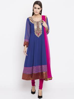 Blue printed georgette salwar 1