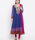 Blue printed georgette salwar