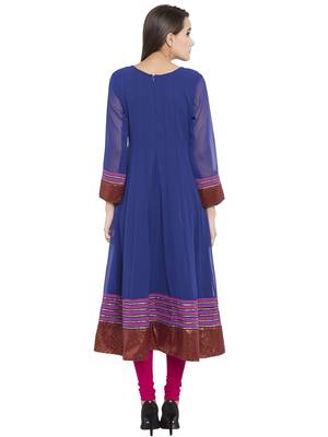 Blue printed georgette salwar 2