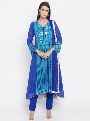 Blue printed georgette salwar 1