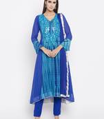 Blue printed georgette salwar