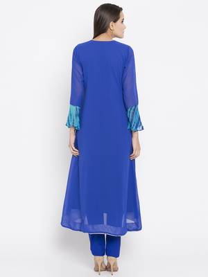 Blue printed georgette salwar 2