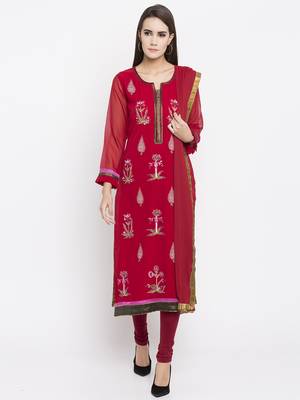 Red printed georgette salwar 1