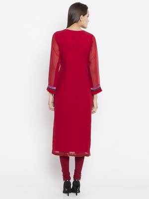 Red printed georgette salwar 2