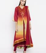 Red printed georgette salwar