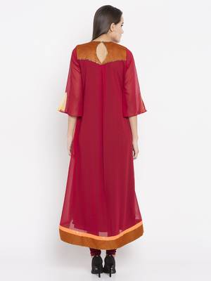 Red printed georgette salwar 2
