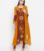 Mustard printed georgette salwar