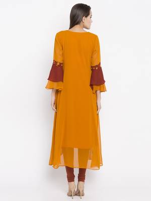 Mustard printed georgette salwar 2